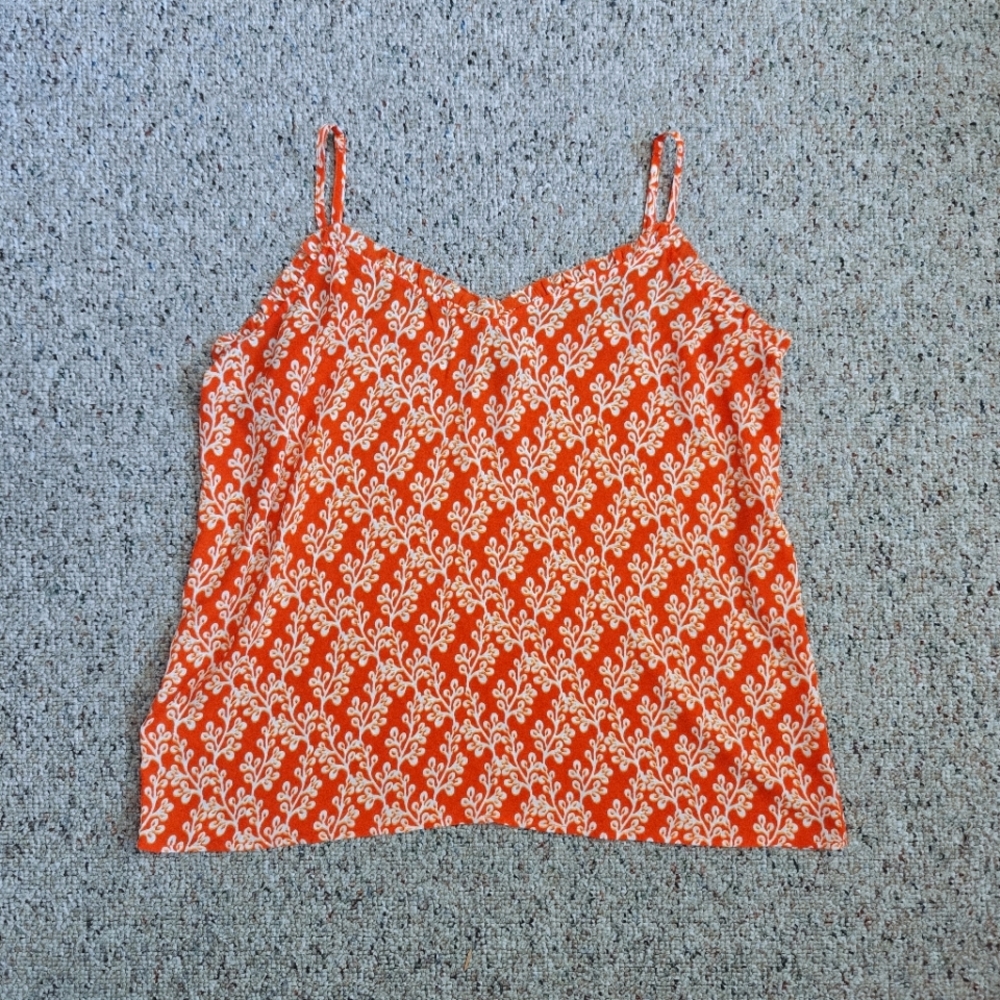 LOFT Orange and White Camisole Top size Medium